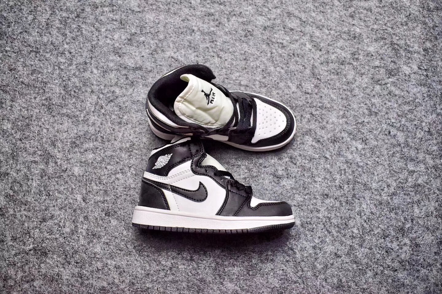 Kids Air Jordan 1 Retro Black White Shoes